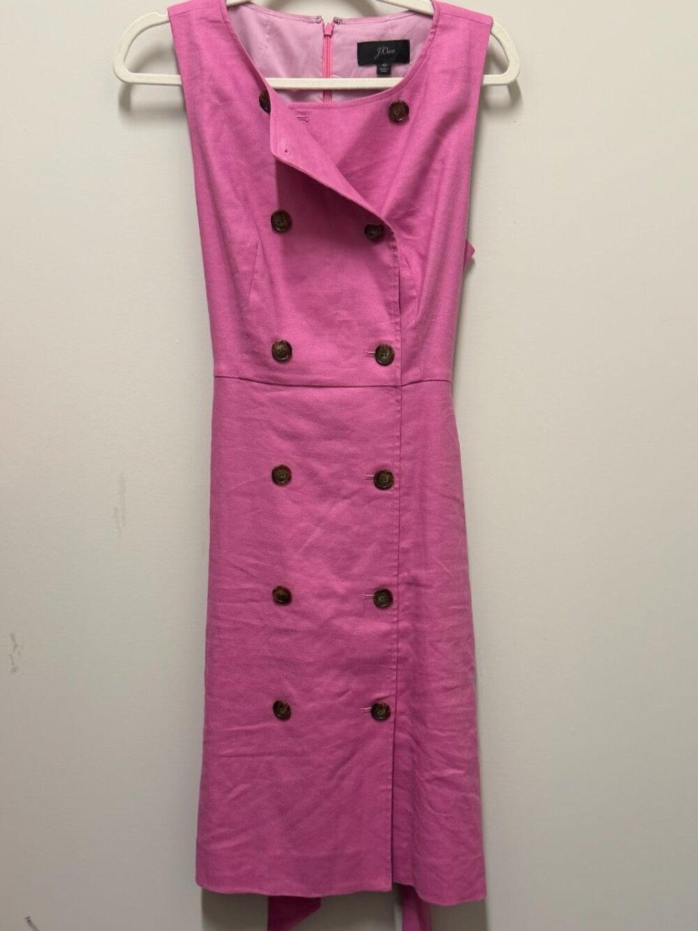J. CREW Women Double Breasted Linen Blend Sheath Sleeveless Dress Pink size 10